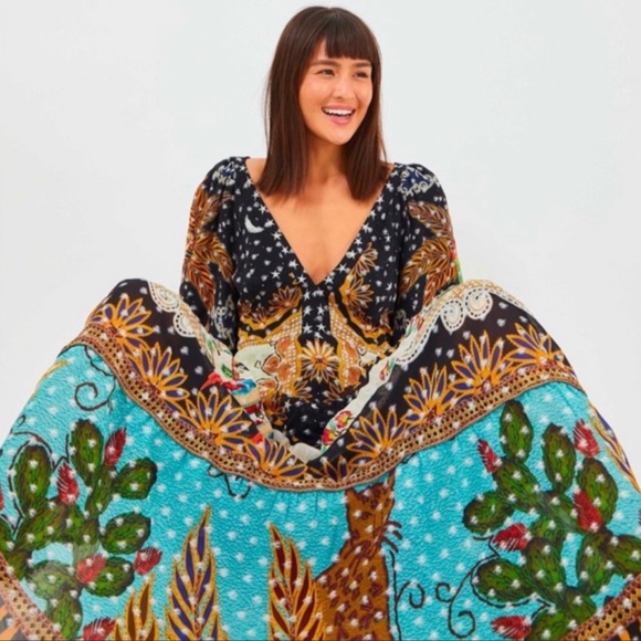 Farm Rio Embroidered Forest Maxi Dress Size Large HTF - Picture 5 of 10